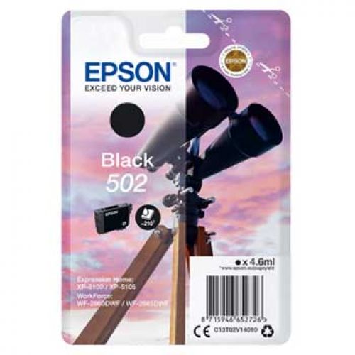 EPSON Singlepack Black 502 Ink , Epson , EPSC13T02V14010 , 8715946652726